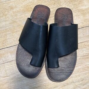 Blowfish Malibu Women 7.5 Black Sandals Open Toe Slide‎ Flats 287